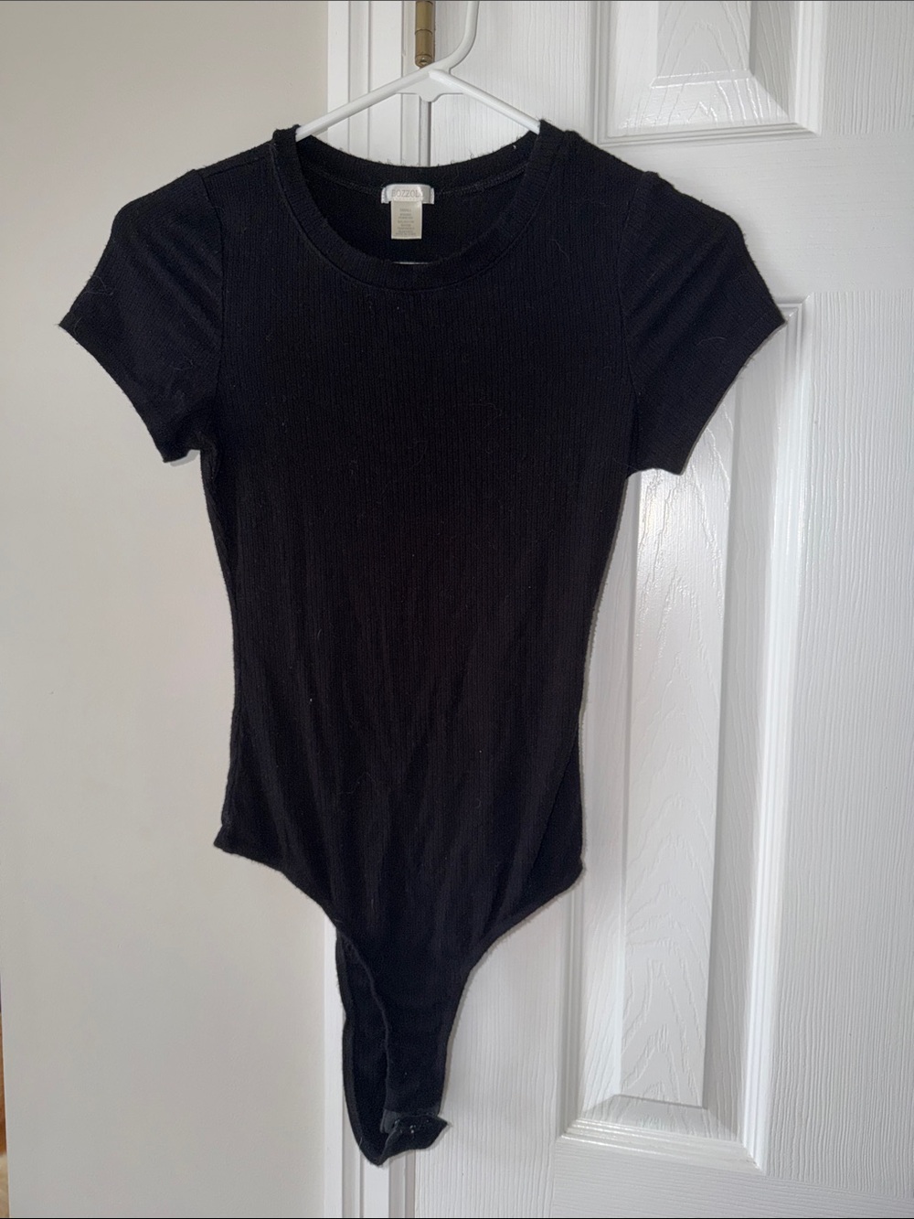 Classic Black Ribbed Short-Sleeve Bodysuit - Women